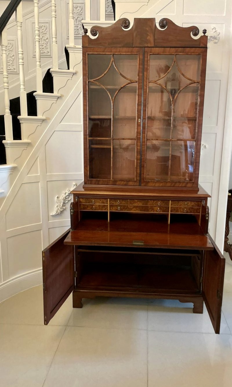 Outstanding Quality Antique Regency Mahogany Secretaire Bookcase - Image 15